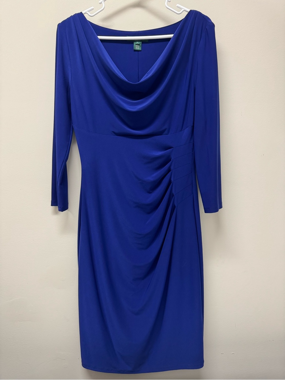 Ralph Lauren Royal Blue Cowl Neck Long Sleeve Dress